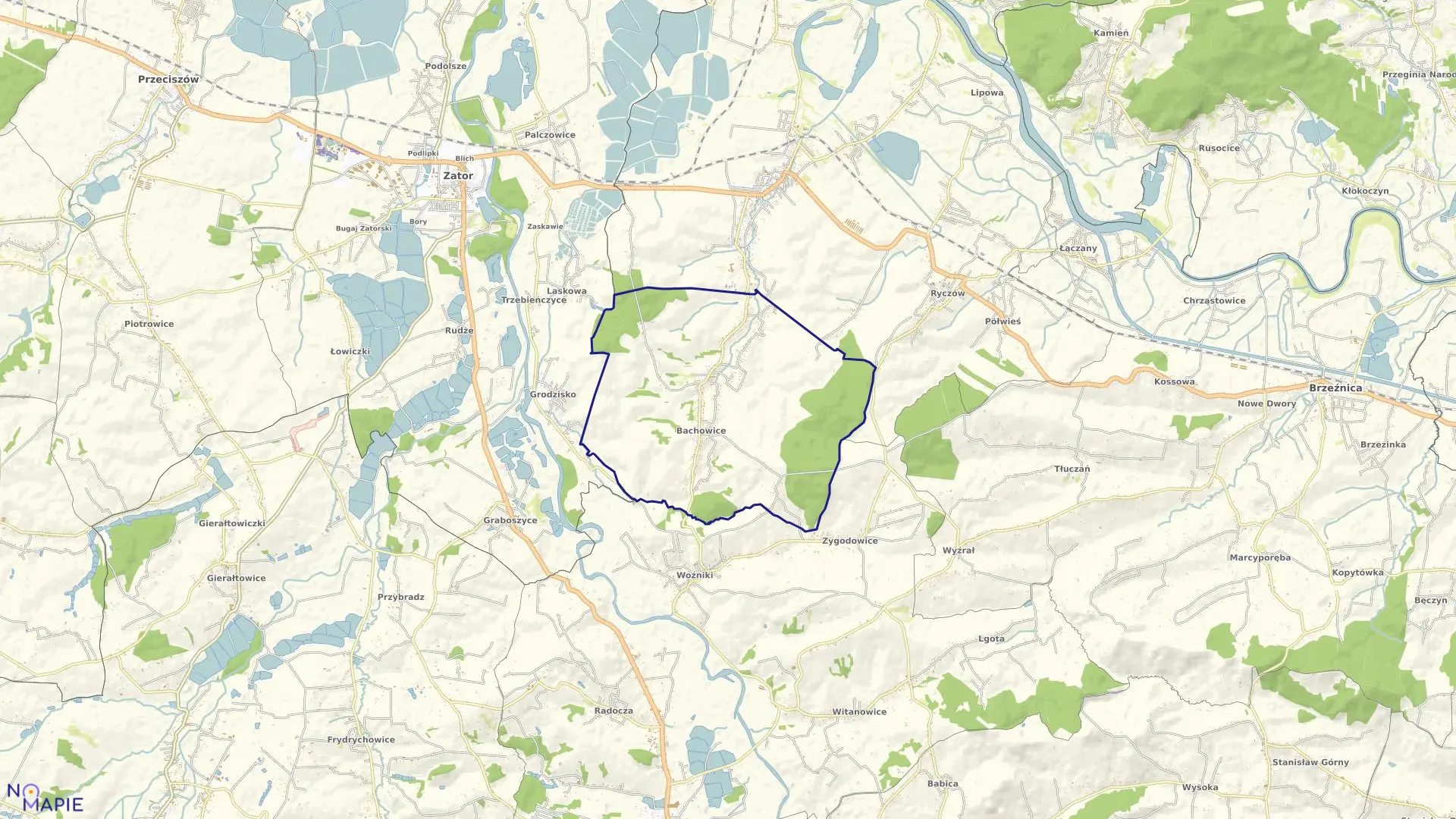 Mapa obrębu BACHOWICE w gminie Spytkowice
