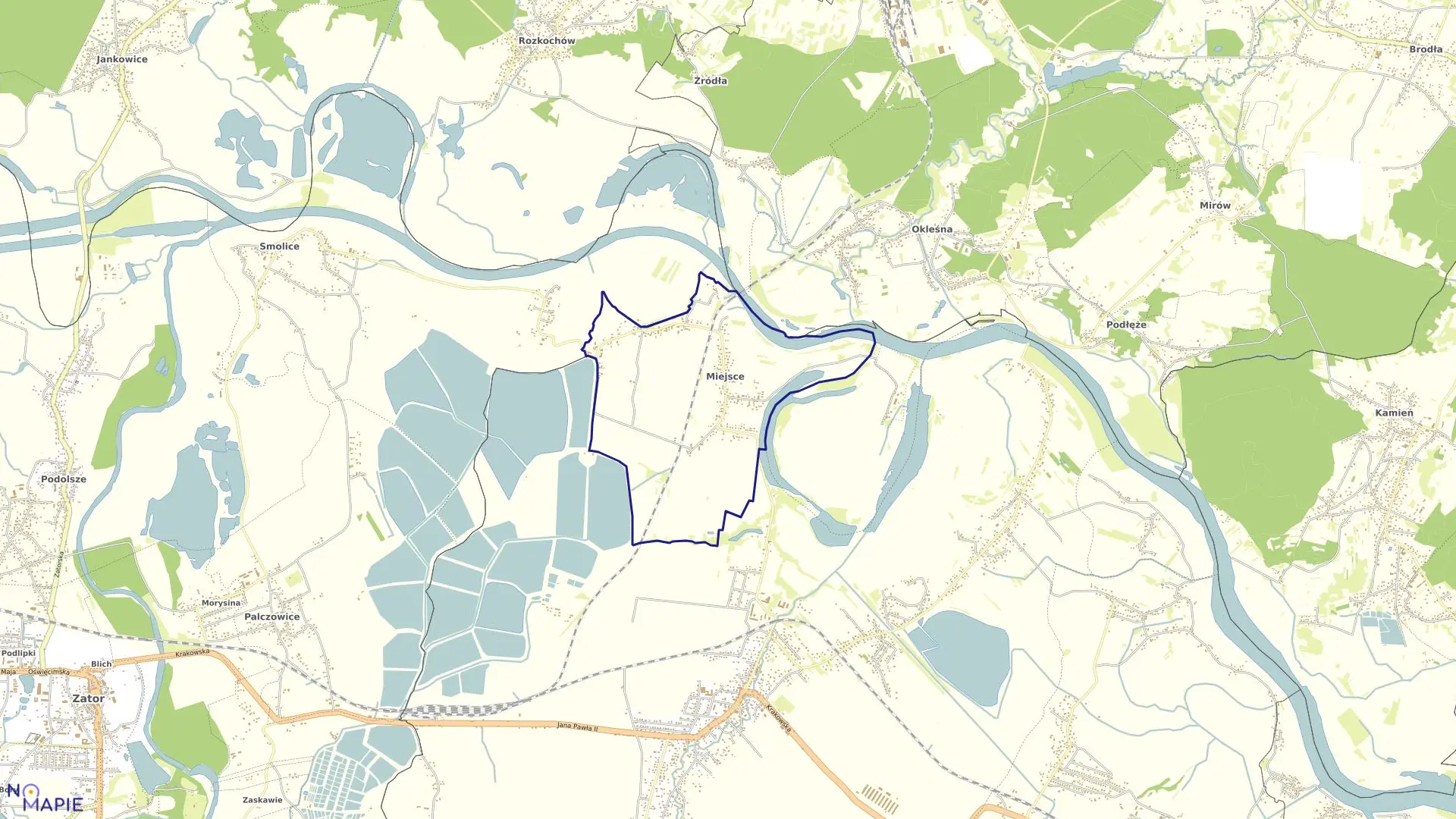 Mapa obrębu MIEJSCE w gminie Spytkowice