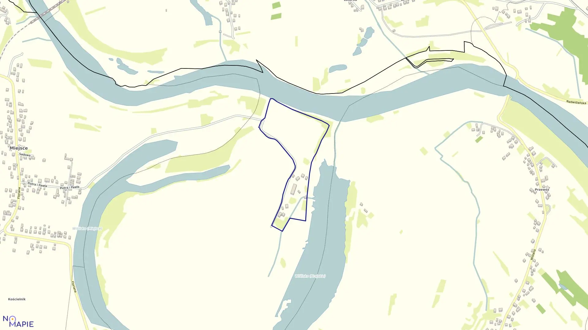 Mapa obrębu Miejsce-Wiśnicz w gminie Spytkowice