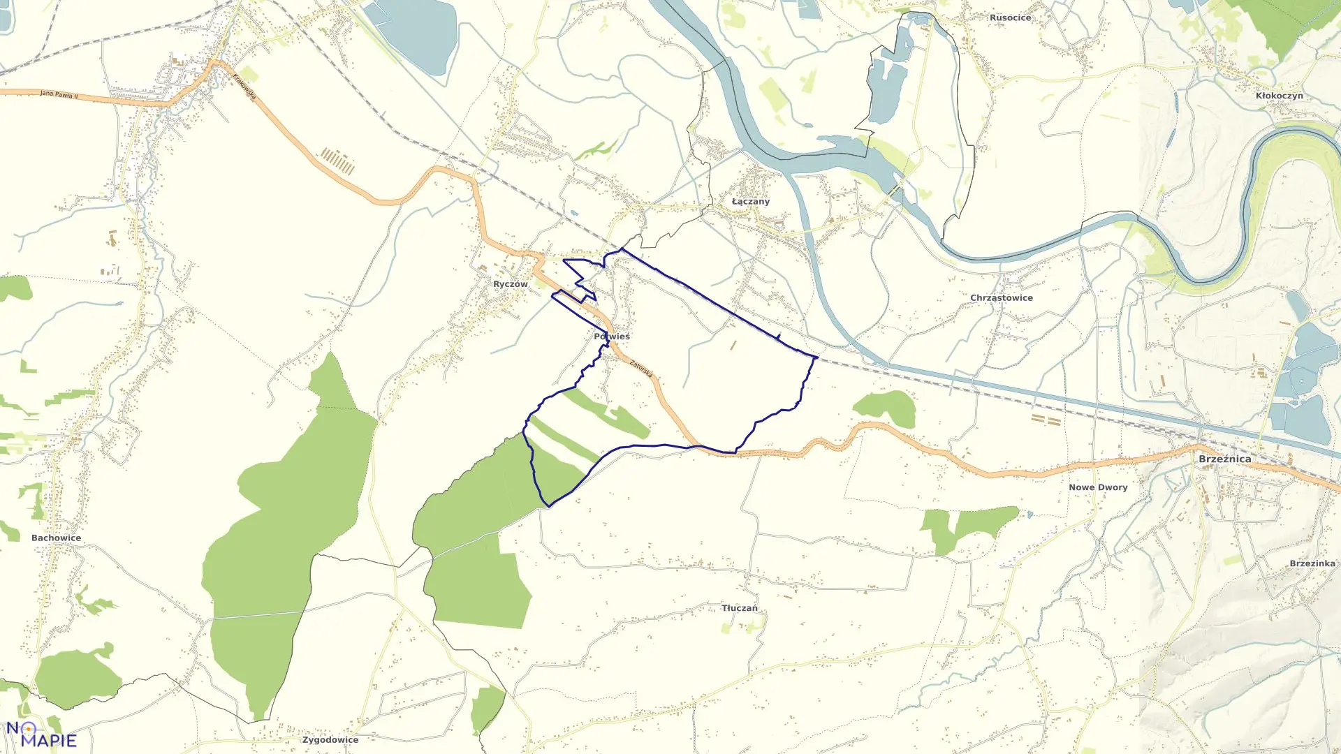 Mapa obrębu PÓŁWIEŚ w gminie Spytkowice