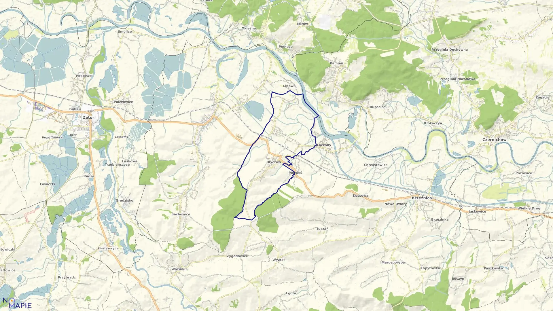 Mapa obrębu RYCZÓW w gminie Spytkowice